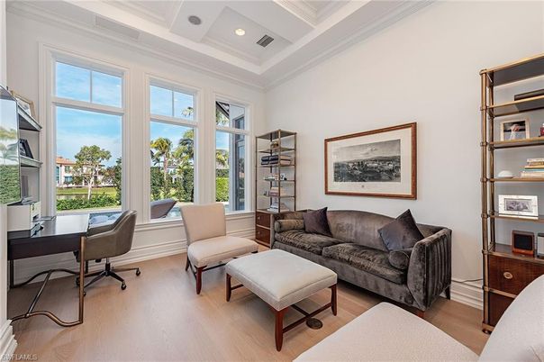 Home Office, Interior, Recessed Lighting, Wood Texture Flooring