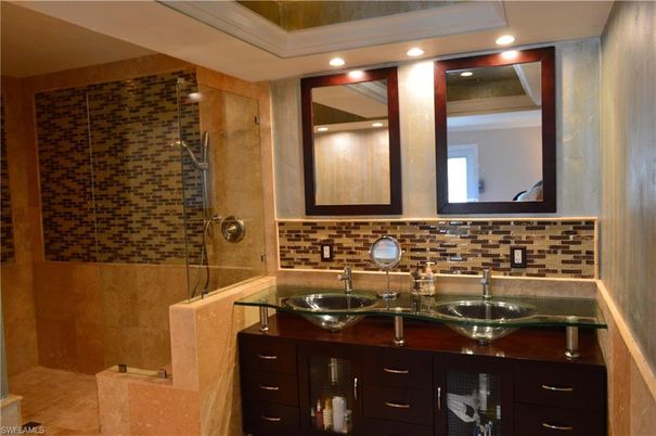 Bathroom, Dual Sink Vanities, Glass Shower, Interior, Recessed Lighting