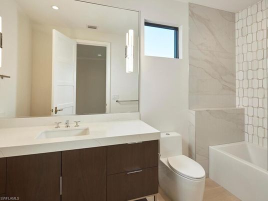 Bathroom, Interior, Marble Walls, Recessed Lighting