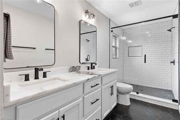Bathroom, Dual Sink Vanities, Glass Shower, Interior