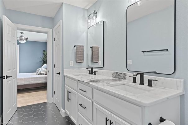 Bathroom, Bedroom, Dual Sink Vanities, Interior, Wood Texture Flooring
