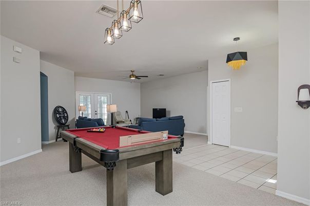 Billiard Table, Game Room, Interior, Pendant Lights