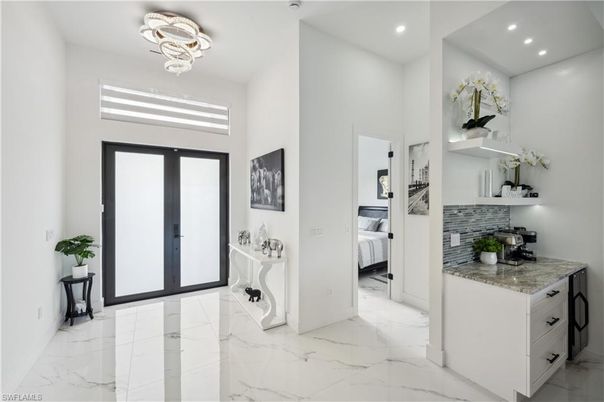 Bedroom, Interior, Marble, Recessed Lighting