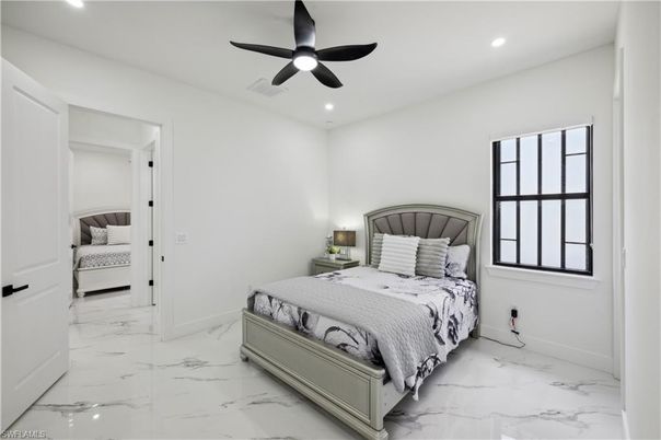 Bedroom, Interior, Marble, Recessed Lighting