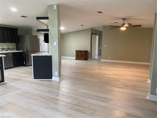 Interior, Kitchen, Recessed Lighting, Wood Texture Flooring