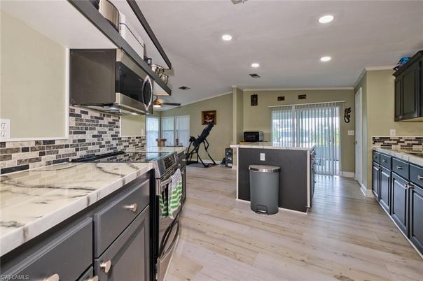 Interior, Kitchen, Recessed Lighting, Wood Texture Flooring