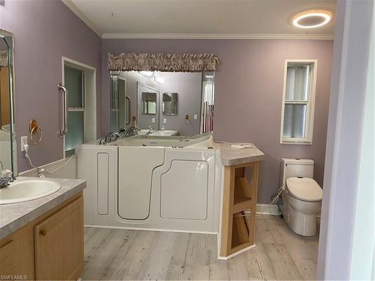 Bathroom, Dual Sink Vanities, Interior, Wood Texture Flooring