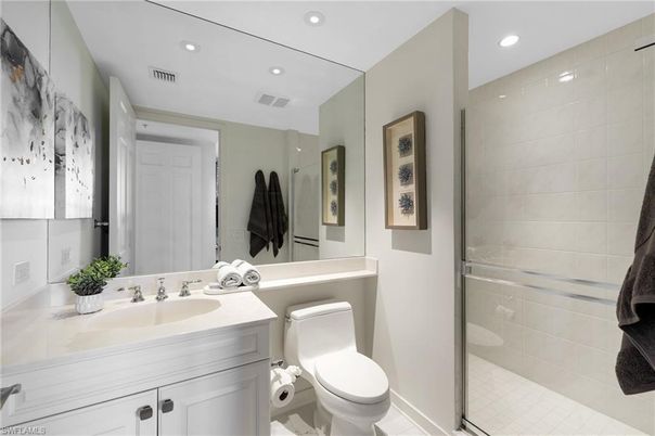 Bathroom, Glass Shower, Interior, Recessed Lighting