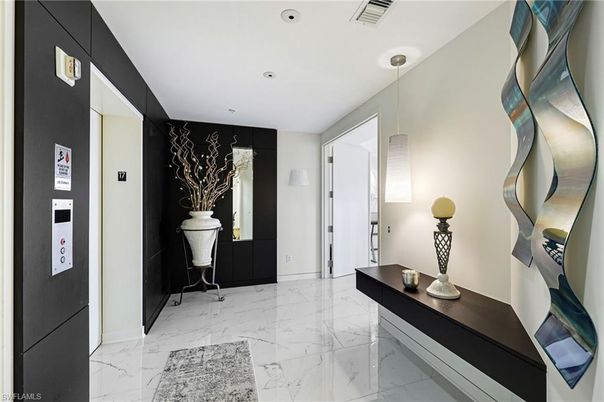 Elevator, Interior, Marble, Pendant Lights, Recessed Lighting