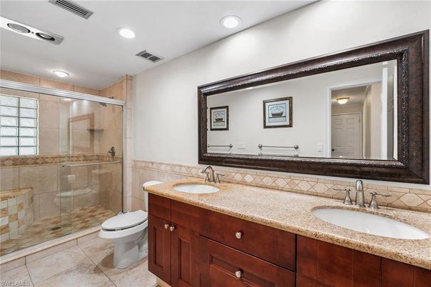 Bathroom, Dual Sink Vanities, Glass Shower, Interior, Recessed Lighting