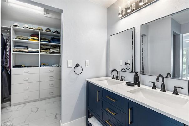 Bathroom, Dual Sink Vanities, Interior, Marble, Walk-in Closets