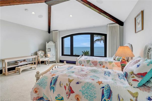 Bedroom, Interior, Recessed Lighting, Water, Wooden Beams