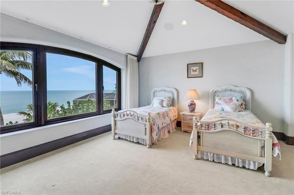 Bedroom, Interior, Recessed Lighting, Water, Wooden Beams