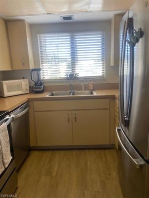 Interior, Kitchen, Stainless Steel Appliances, Wood Texture Flooring