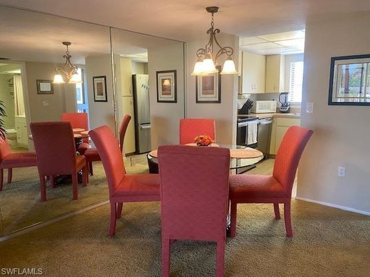 Chandelier, Dining room, Interior, Kitchen, Pendant Lights, Stainless Steel Appliances