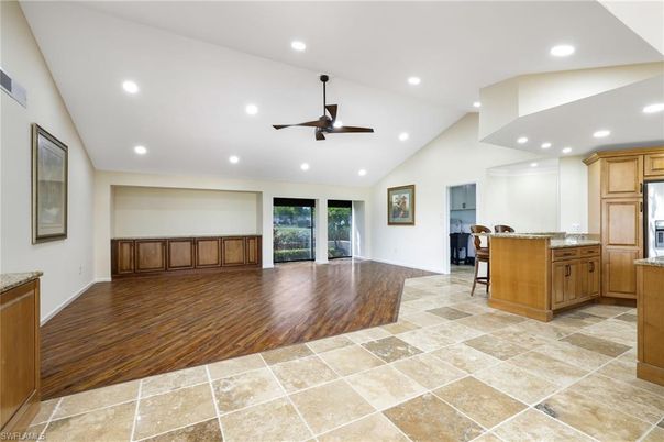 Interior, Kitchen, Recessed Lighting, Wood Texture Flooring