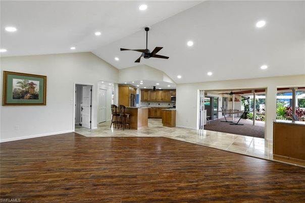 Interior, Kitchen, Recessed Lighting, Wood Texture Flooring