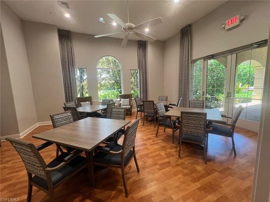 Dining room, Interior, Recessed Lighting, Wood Texture Flooring