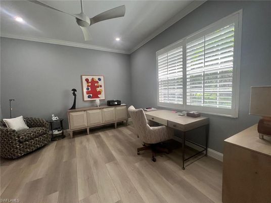 Home Office, Interior, Recessed Lighting, Wood Texture Flooring