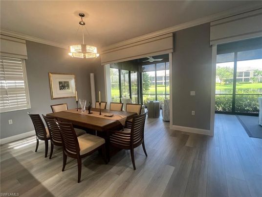 Dining room, Interior, Pendant Lights, Wood Texture Flooring