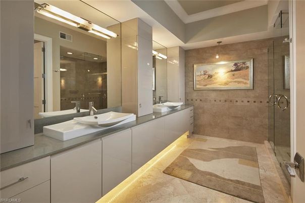 Bathroom, Dual Sink Vanities, Glass Shower, Interior