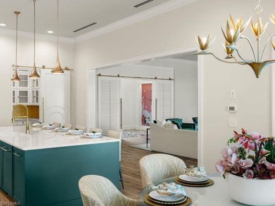 Interior, Kitchen, Living room, Pendant Lights, Recessed Lighting, Wood Texture Flooring