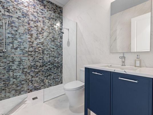 Bathroom, Glass Shower, Interior, Marble Walls