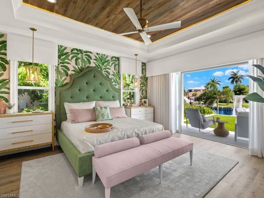 Bedroom, Interior, Pendant Lights, Recessed Lighting, Wooden Ceilings, Wood Texture Flooring