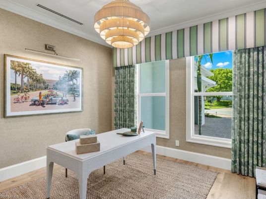 Chandelier, Home Office, Interior, Pendant Lights, Wood Texture Flooring