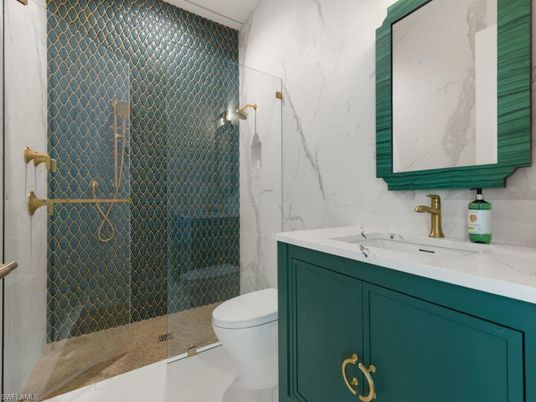 Bathroom, Glass Shower, Interior, Marble Walls