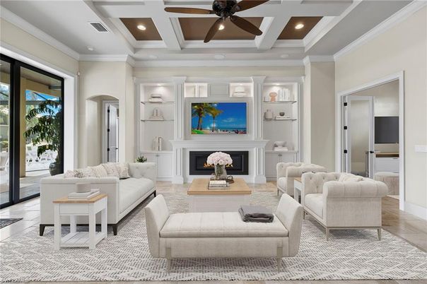 Fireplace, Interior, Living room, Recessed Lighting