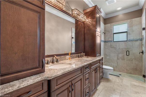 Bathroom, Dual Sink Vanities, Glass Shower, Interior, Recessed Lighting