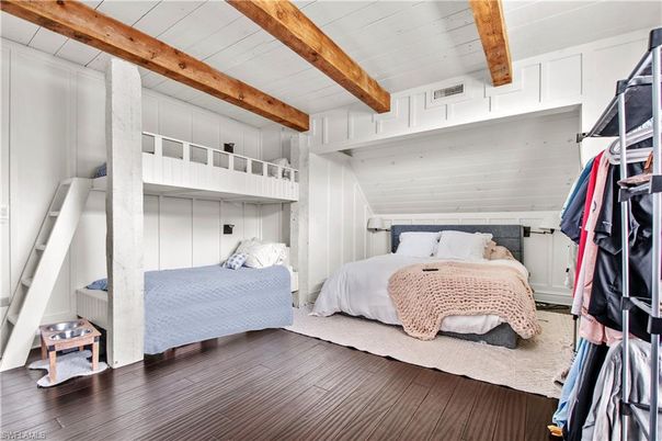 Bedroom, Interior, Wooden Beams, Wood Texture Flooring