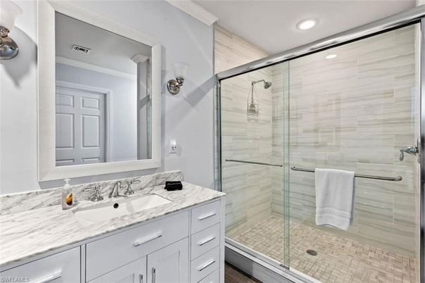 Bathroom, Glass Shower, Interior, Recessed Lighting
