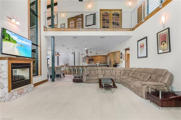 Fireplace, Interior, Kitchen, Living room