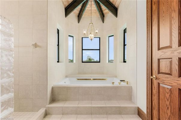 Bathroom, Interior, Pendant Lights, Wooden Beams
