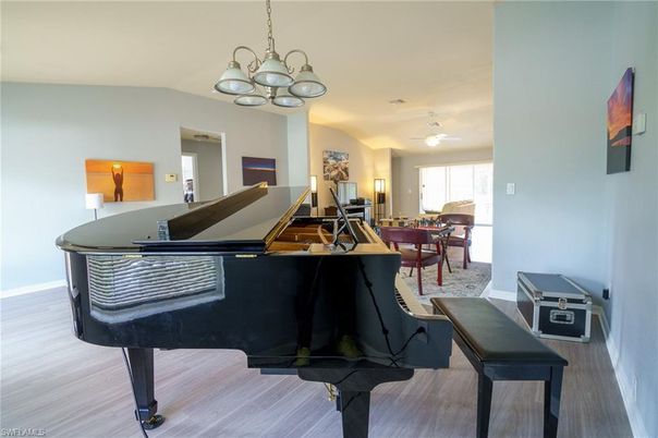 Chandelier, Interior, Piano, Wood Texture Flooring