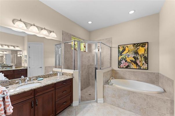 Bathroom, Dual Sink Vanities, Glass Shower, Interior, Recessed Lighting