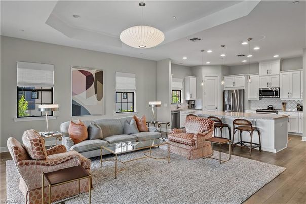 Interior, Kitchen, Living room, Pendant Lights, Recessed Lighting, Stainless Steel Appliances, Wood Texture Flooring