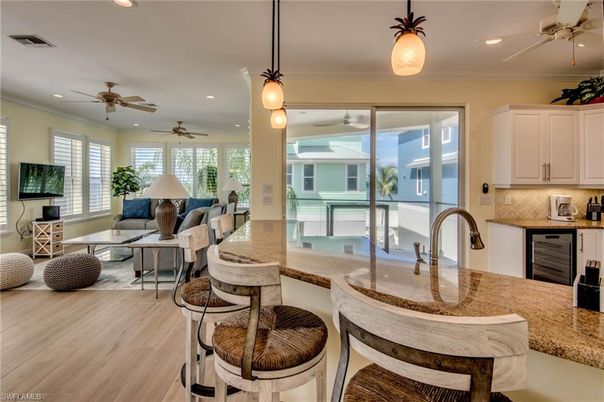 Dining room, Interior, Kitchen, Living room, Pendant Lights, Recessed Lighting, Wood Texture Flooring