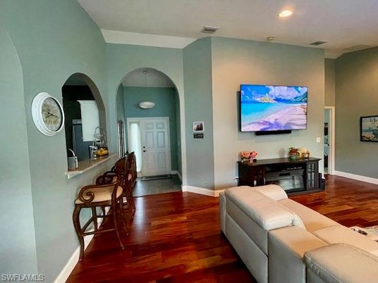 Interior, Living room, Recessed Lighting, Wood Texture Flooring