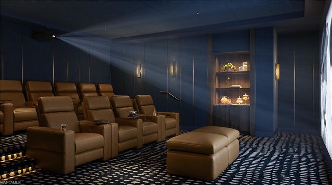 Home Theatre Room, Fireplace, Interior, Recessed Lighting, Theatre Room