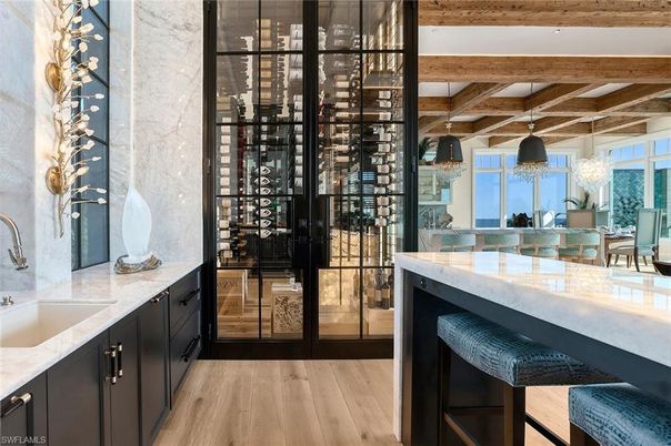 Interior, Pendant Lights, Wine Storage, Wooden Beams, Wood Texture Flooring