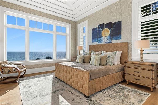 Bedroom, Interior, Recessed Lighting, Water, Wood Texture Flooring