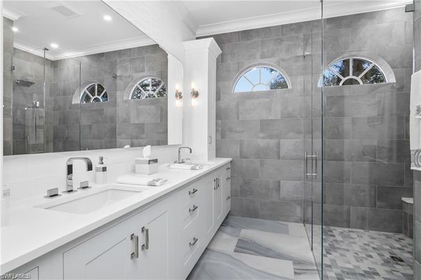 Bathroom, Dual Sink Vanities, Glass Shower, Interior, Recessed Lighting