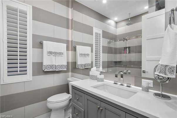 Bathroom, Glass Shower, Interior, Recessed Lighting