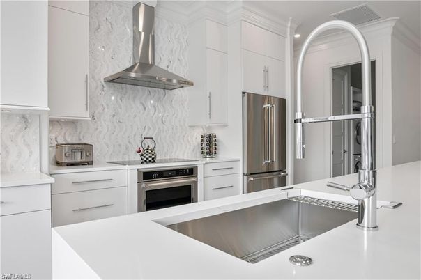 Interior, Kitchen, Marble Walls, Stainless Steel Appliances