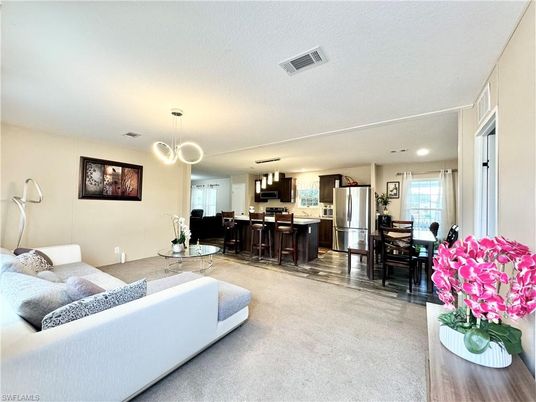 Dining room, Interior, Kitchen, Living room, Pendant Lights, Recessed Lighting, Stainless Steel Appliances