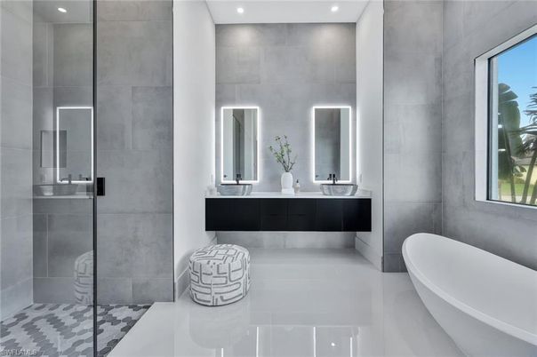 Bathroom, Glass Shower, Interior, Recessed Lighting
