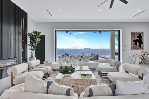 Fireplace, Interior, Living room, Recessed Lighting, Water